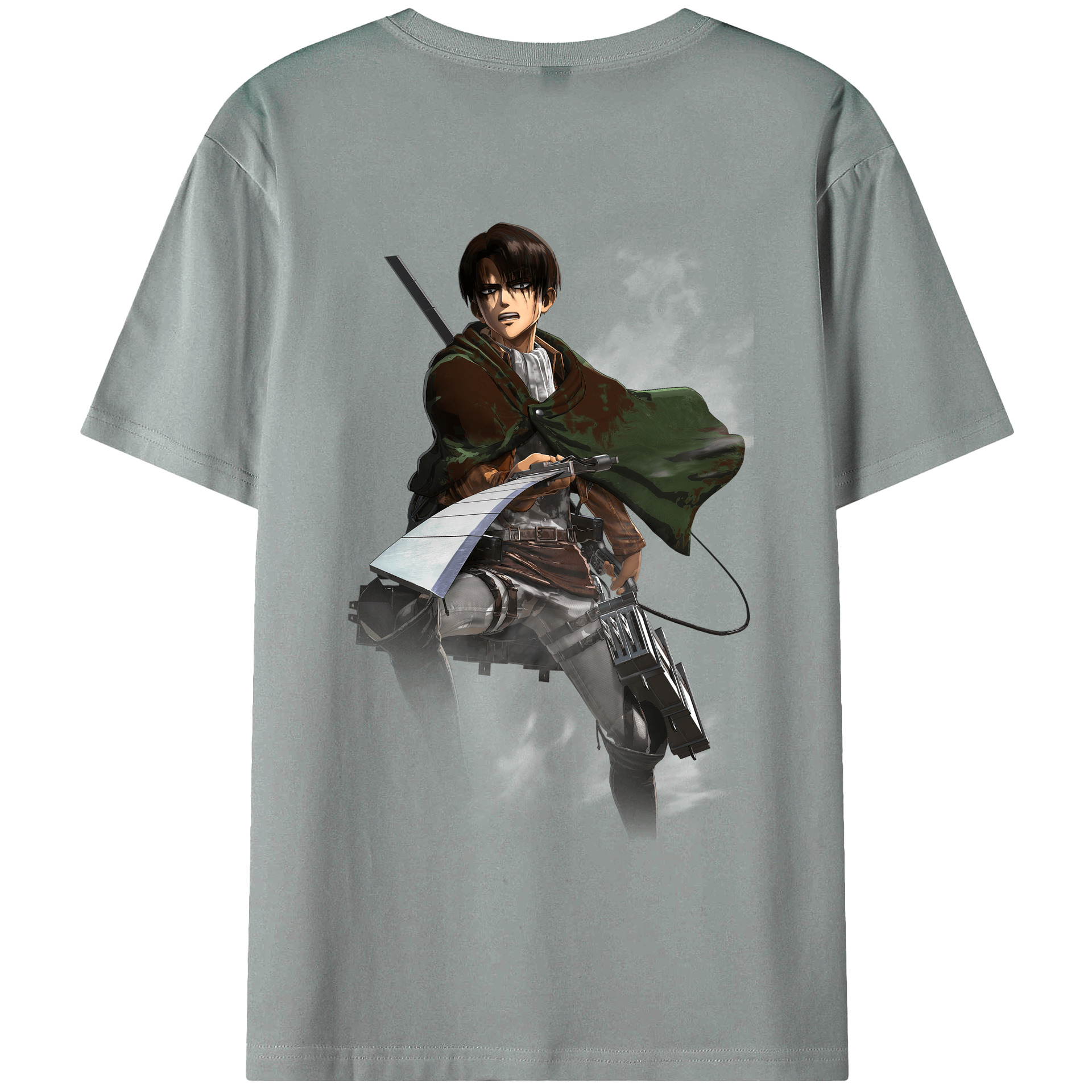 （画像用） 進撃の巨人 リヴァイ·アッカーマン Attack on Titan Levi Ackerman 綿100％ メンズ半袖Tシャツ（バックプリント） 通気性